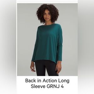 Lululemon Back in Action Long Sleeve in Green Jasper